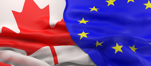 EU and Canada flags